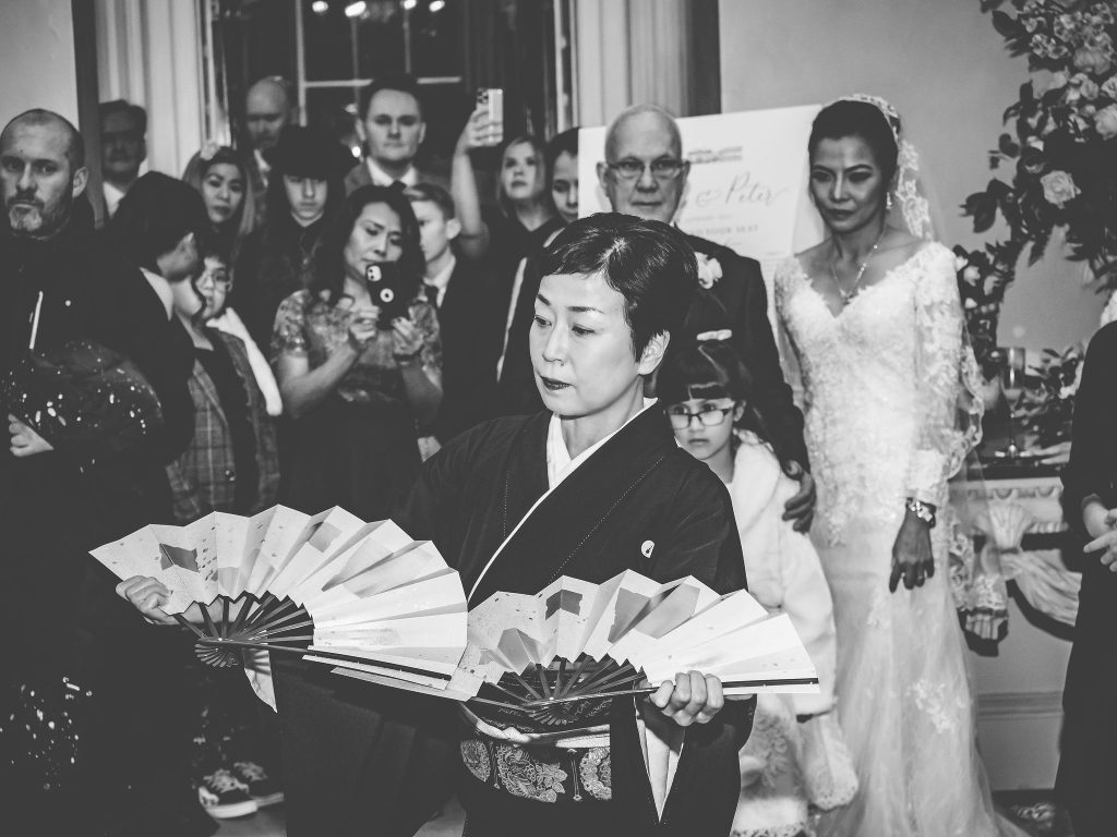 japanese lady dancing at wedding
