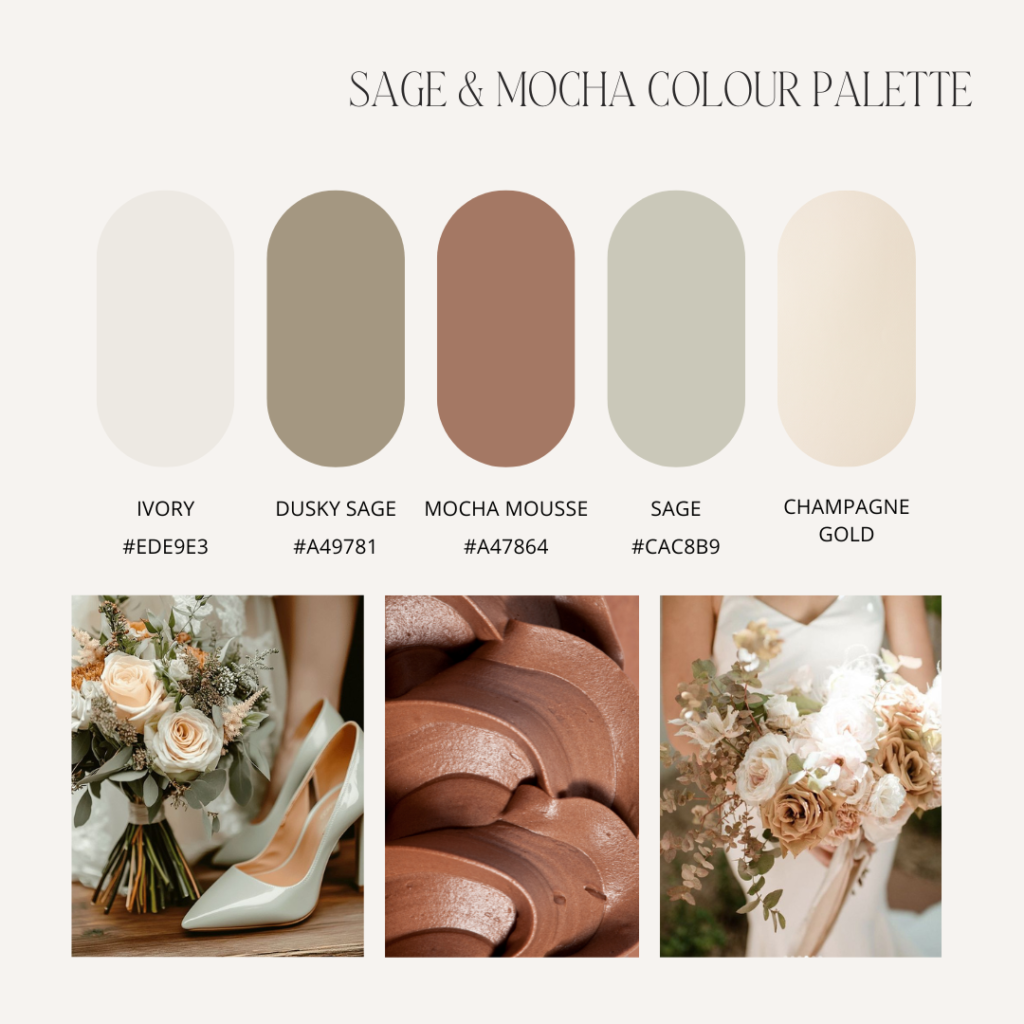 sage and mocha wedding colour palette