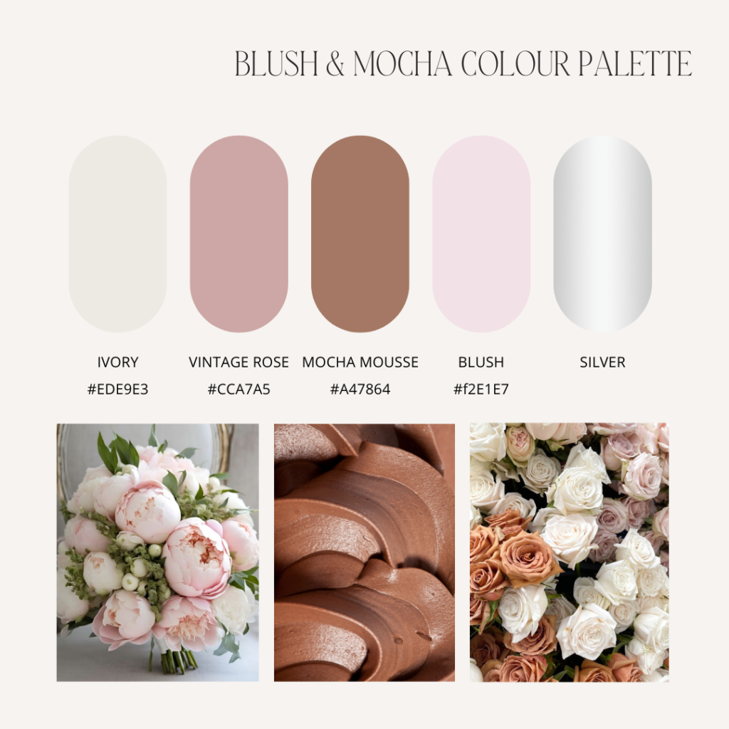 blush and mocha wedding colour palette