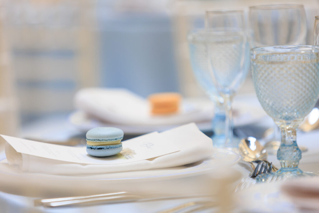 Blue Macaron, wedding favour. Hannah Rose Weddings