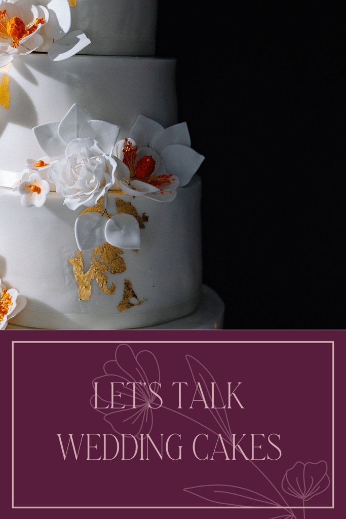White Tiered Wedding Cake, Gold Foil, traditional wedding cake. Hannah Rose Weddings
