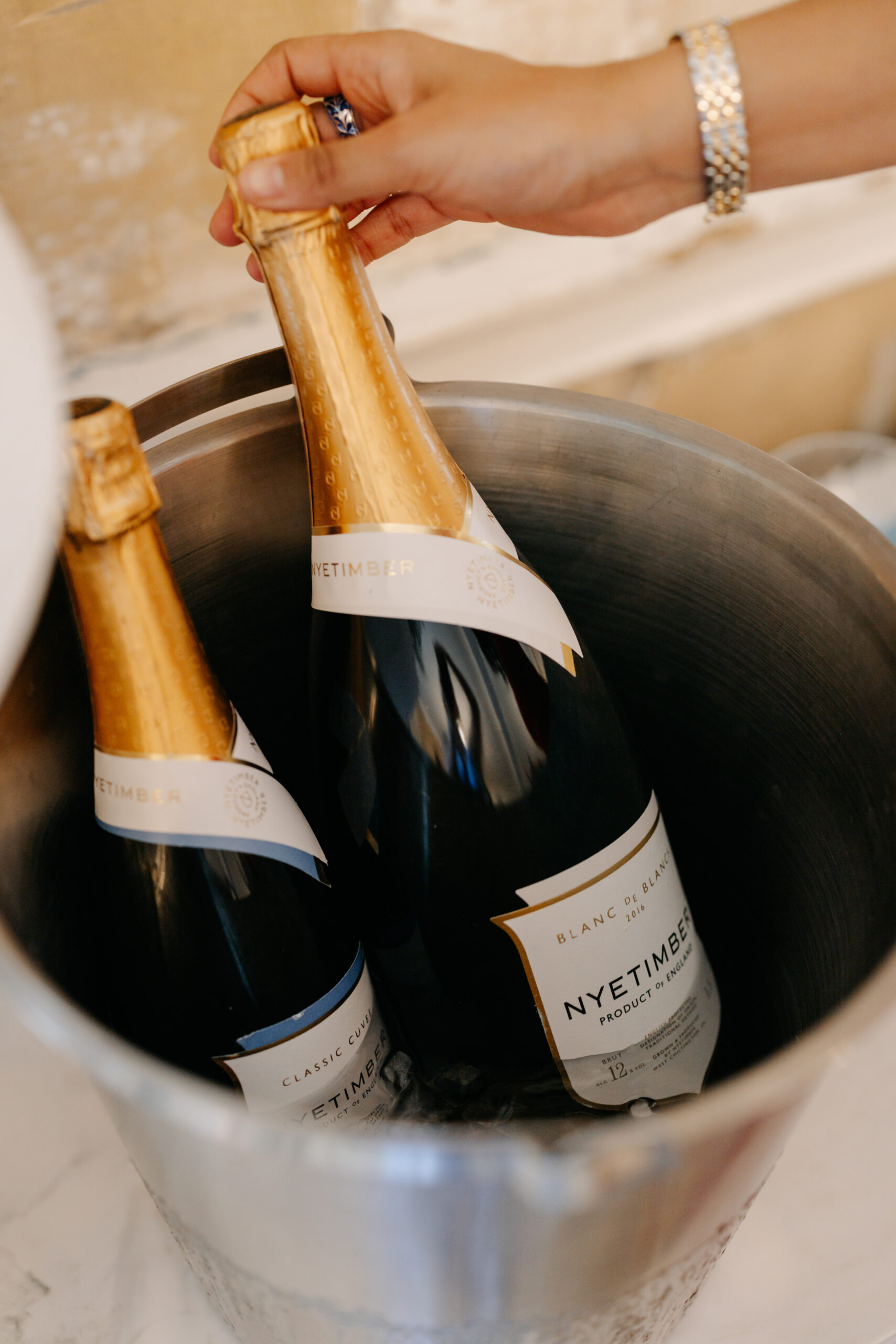 wedding morning, champagne